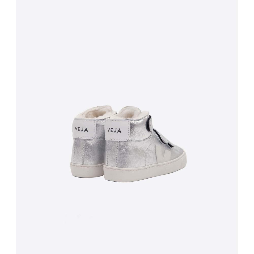 Silver Kids' Veja ESPLAR MID FURED LEATHER Shoes | AU 762TCE